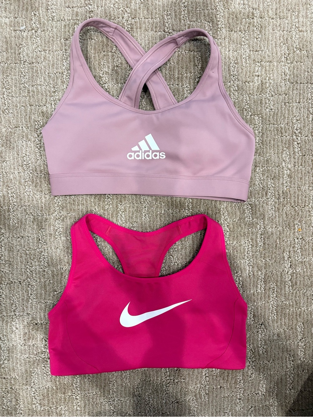 Adidas & Nike Bright Pink & Dusty Rose Crossback Sports Bra Top